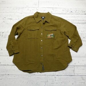 Alaskan Hardgear Duluth Trading Shirt Womens 1X Olive Snap Front Embroidered